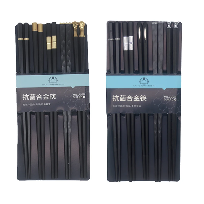 5 Pairs Japanese Chinese chopsticks Sushi Sticks Reusable Alloy Korean Chopsticks Set Healthy Alloy Tableware Palillos Chinos
