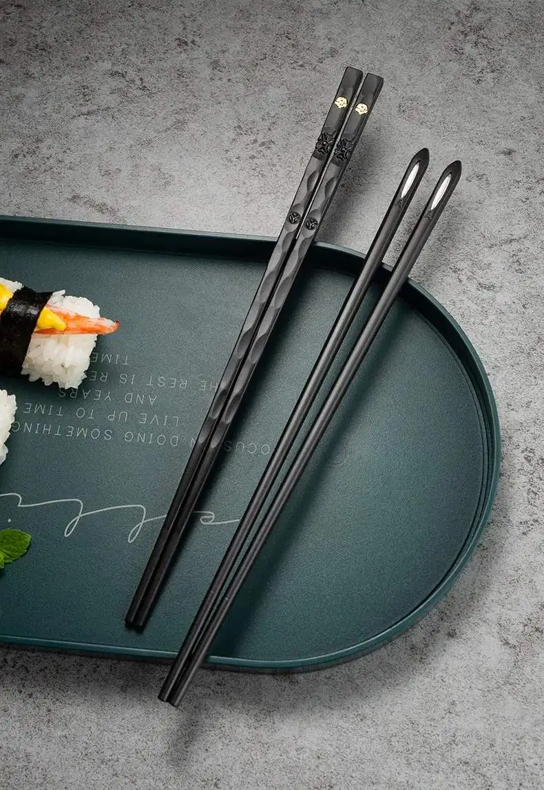 5 Pairs Japanese Chinese chopsticks Sushi Sticks Reusable Alloy Korean Chopsticks Set Healthy Alloy Tableware Palillos Chinos