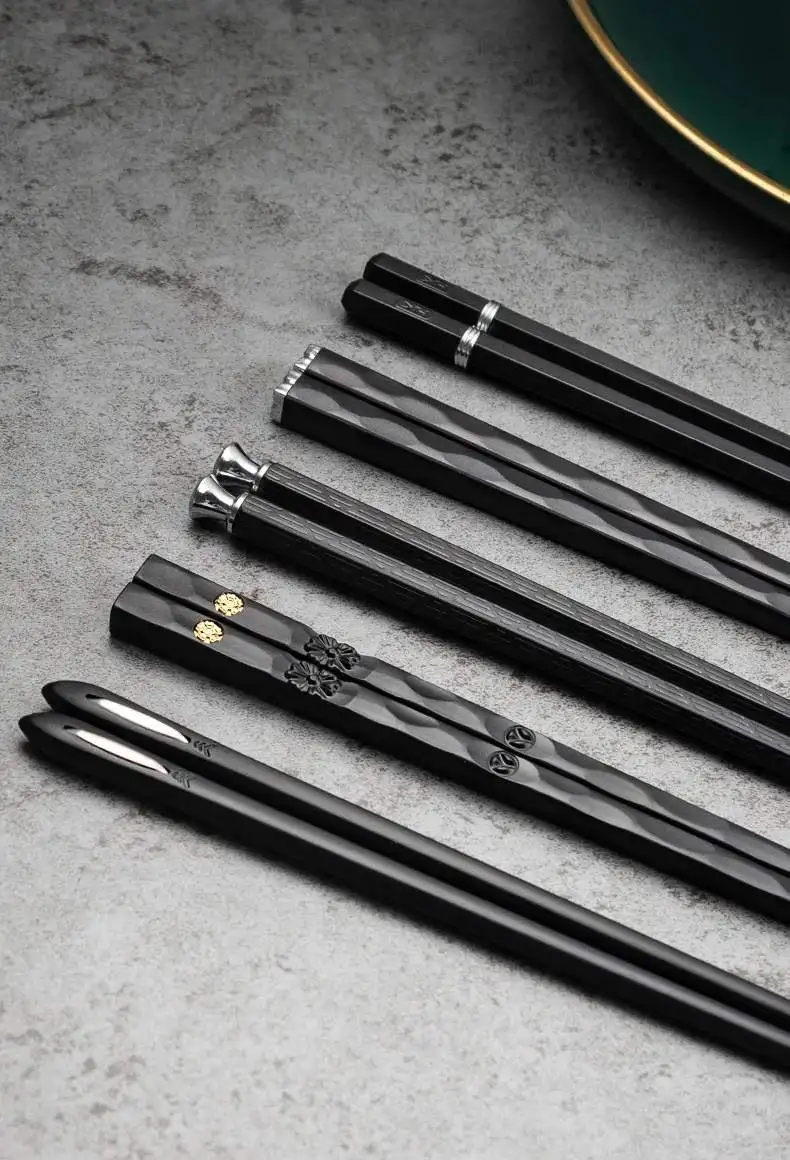 5 Pairs Japanese Chinese chopsticks Sushi Sticks Reusable Alloy Korean Chopsticks Set Healthy Alloy Tableware Palillos Chinos