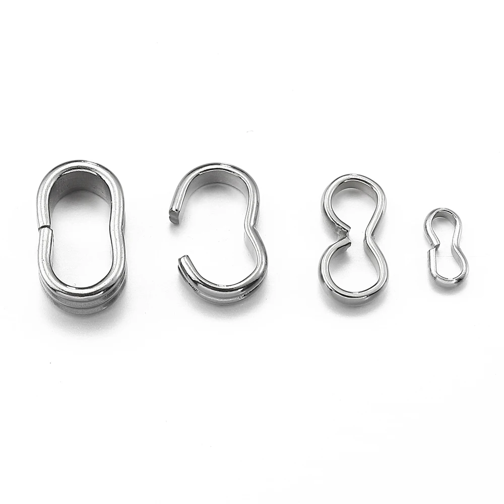 50pcs Stainless Steel 8 Shape Clip Handmade Necklace Connector Buckle Bracelet Accessories Clasp for DIY Jewelry Making Supplies