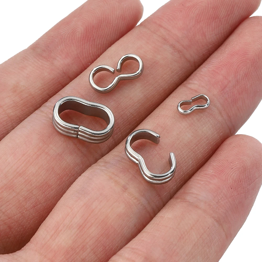 50pcs Stainless Steel 8 Shape Clip Handmade Necklace Connector Buckle Bracelet Accessories Clasp for DIY Jewelry Making Supplies