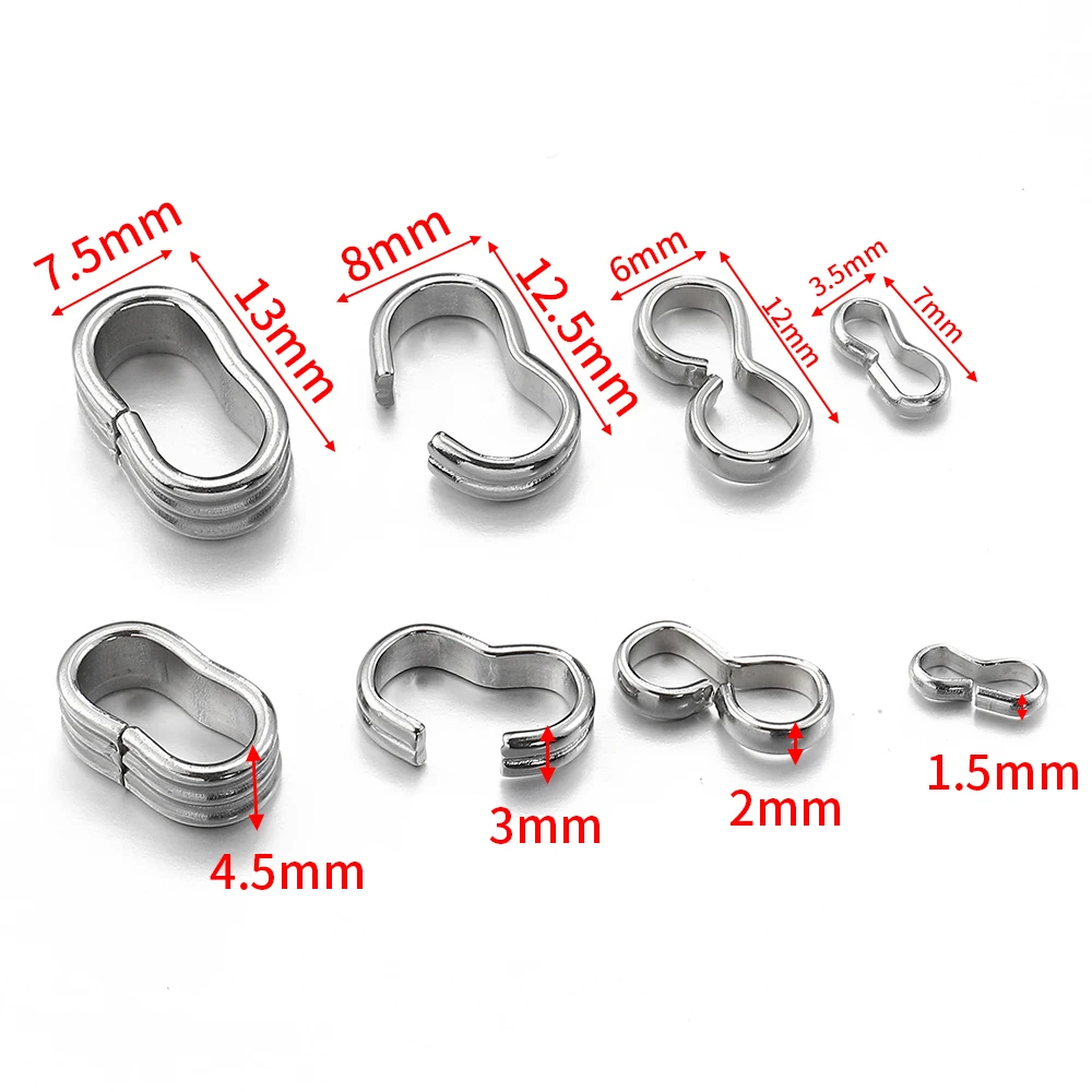 50pcs Stainless Steel 8 Shape Clip Handmade Necklace Connector Buckle Bracelet Accessories Clasp for DIY Jewelry Making Supplies