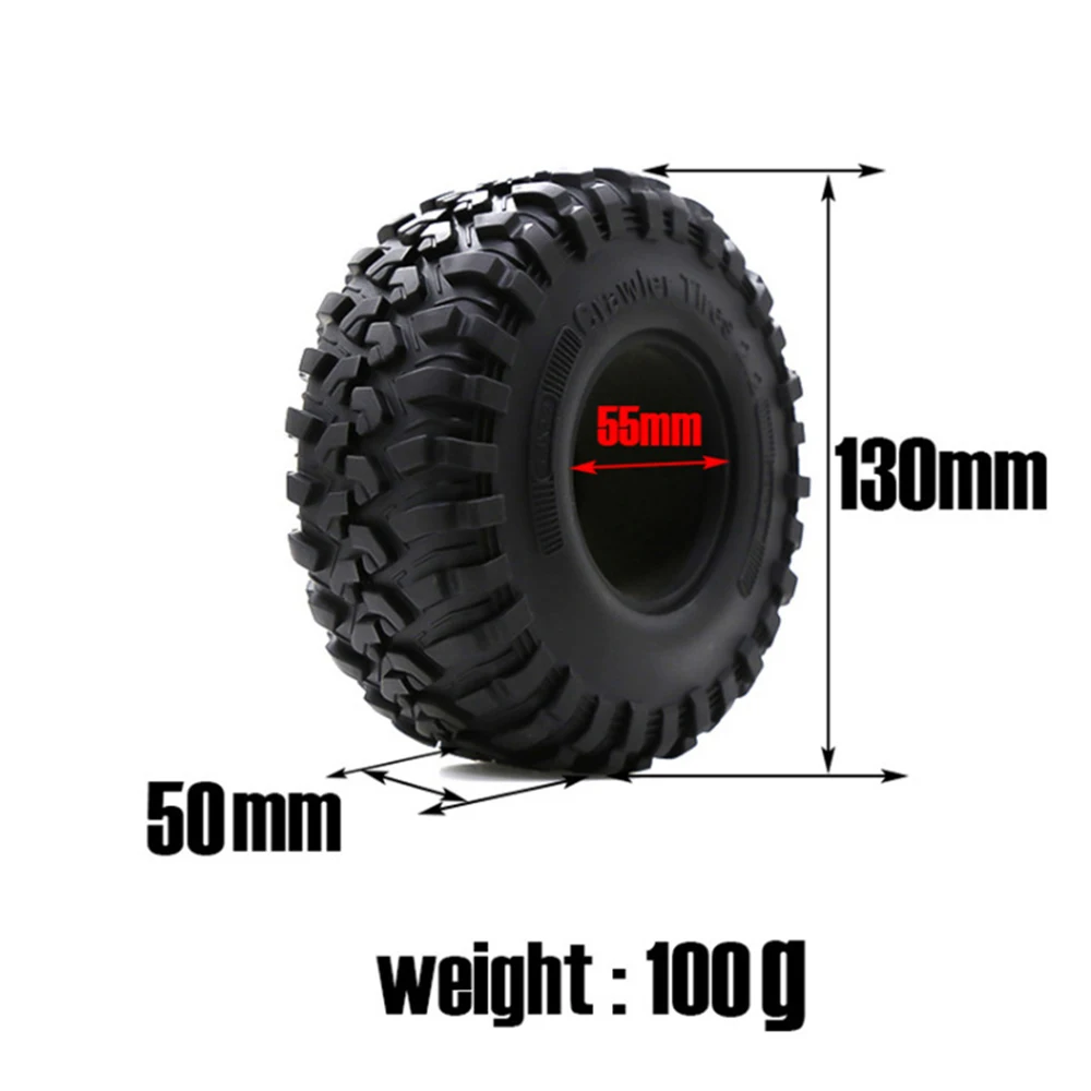 RC 130MM 2.2" Rubber Rocks Tires for 1:10 RC Rock Crawler Axial SCX10 Canyon Trail 105Rims TRX4 TRX6 #8174