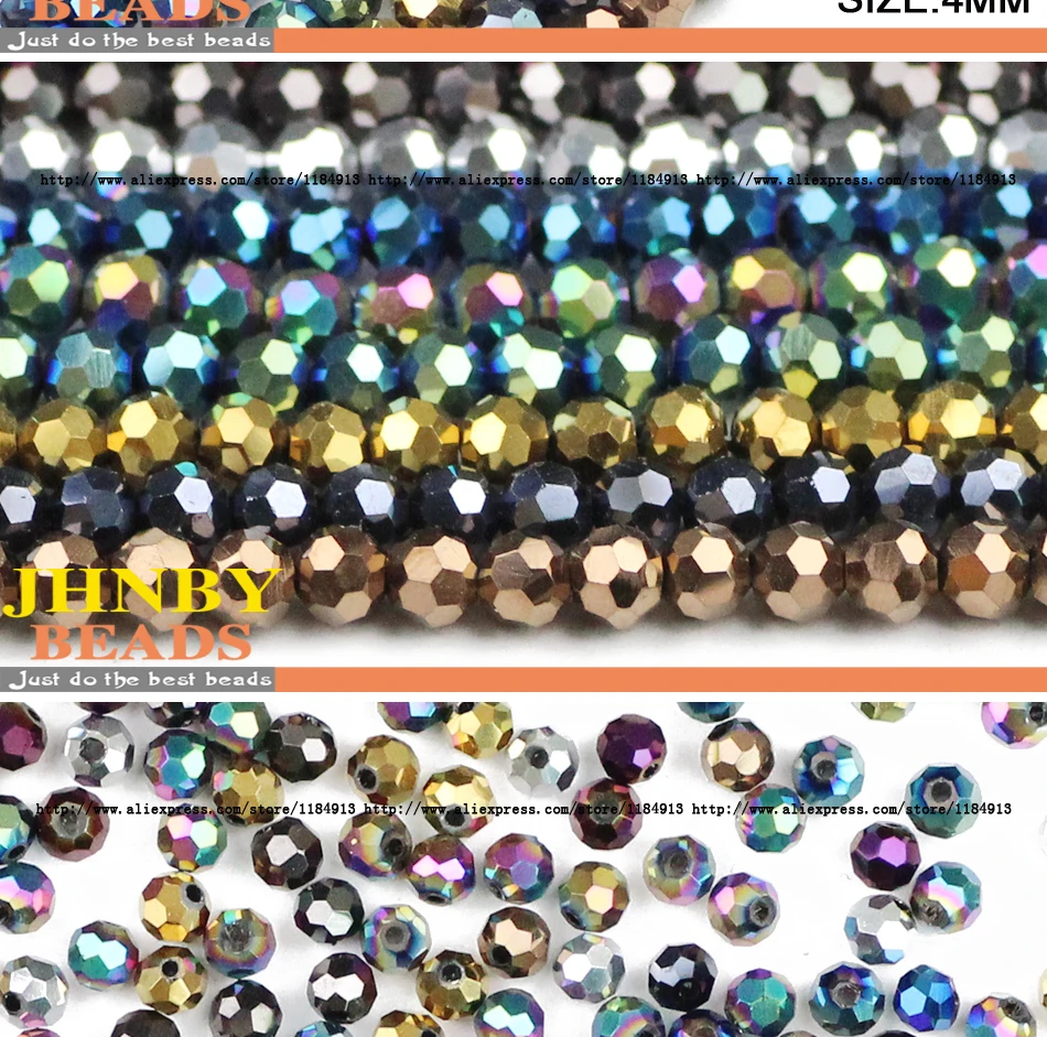 100pcs 4mm Faceted Round Austrian Crystal Plated Color Loose Bead For Jewelry Making DIY Bracelets Necklace Accessories