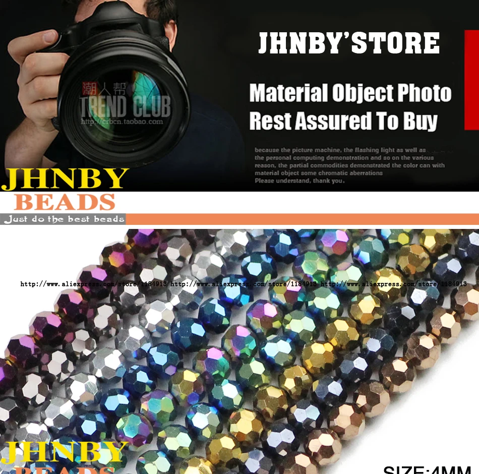 100pcs 4mm Faceted Round Austrian Crystal Plated Color Loose Bead For Jewelry Making DIY Bracelets Necklace Accessories