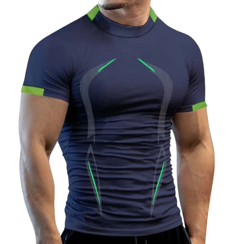 New Summer Gym Breathable T Shirt Men Quick Drying Jogging TShirt Men Training Tees Fitness Tops Running T-shirt