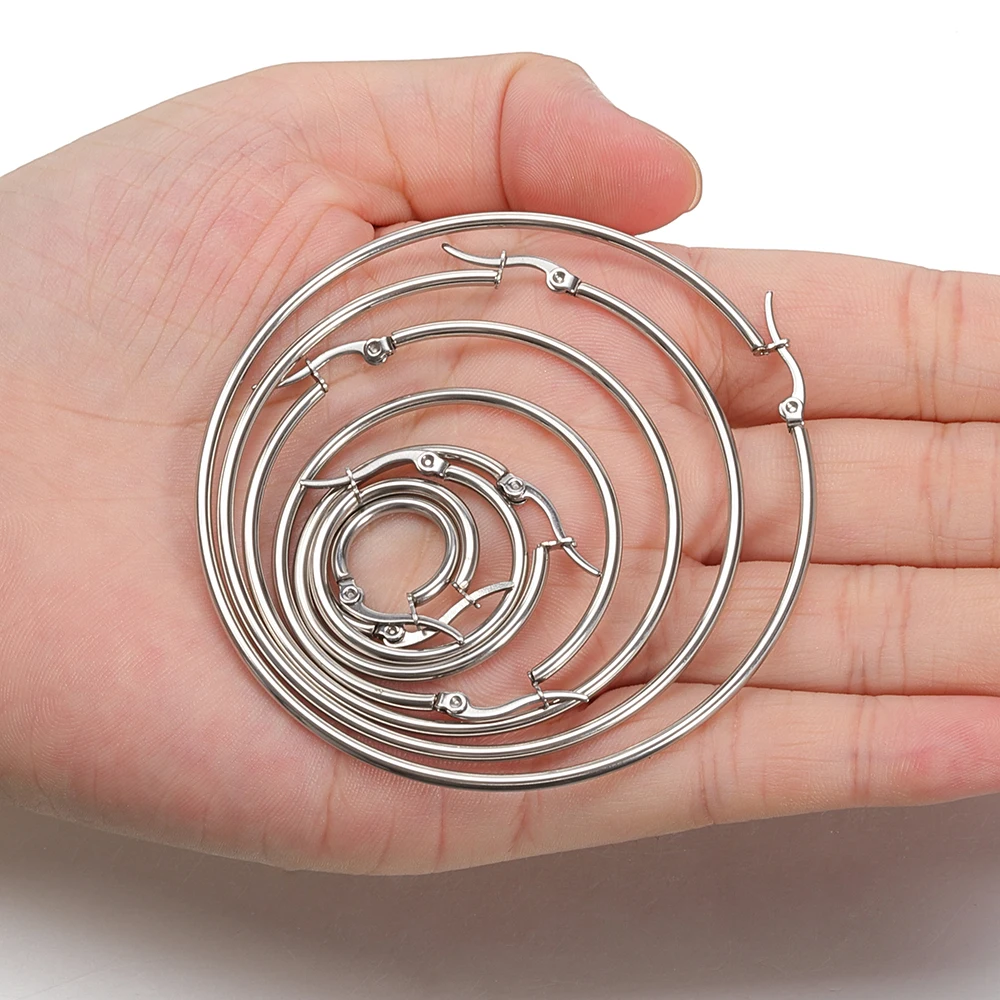 10pcs 316L Stainless Steel Open Earrings Circle Earring Hooks Base Ear Ring for Jewelry Making Components DIY