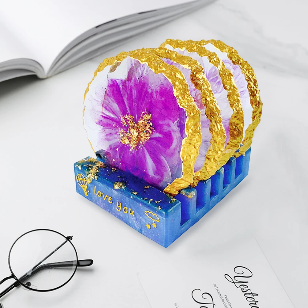 DM289 Irregular Shaped Resina Epoxy Transparente Coaster and Tray Molds Fruit Plate Cup Mat Moldes Silicona Resina Epoxi