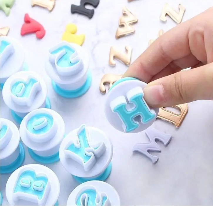 Baking pastry Mold letter fondant Cookie Cutter 26pcs Upper Lowercase Alphabet and 10pcs number cake decoration tools GYH