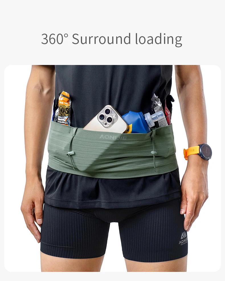 AONIJIE W8116 Woven Elastic Sports Waist Bag Pack Running Race Number Belt For Triathlon Marathon Cycling Mountaineering