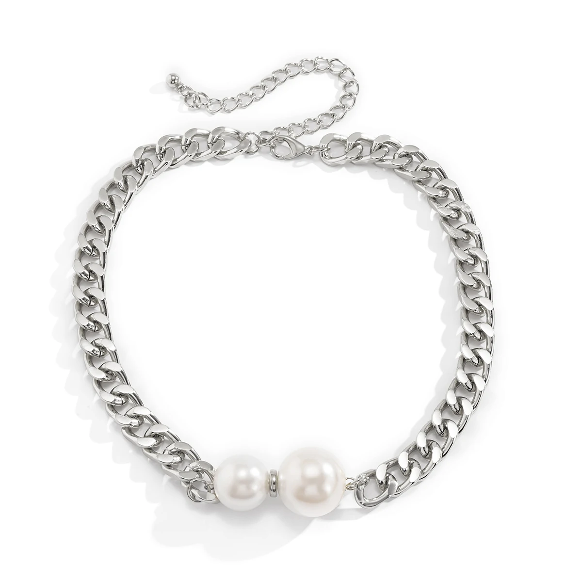 Vintage Punk Cuban Chains Necklaces Women Gothic Imitation-Pearl Pendant Necklace Chokers Fashion Accessories Jewellery