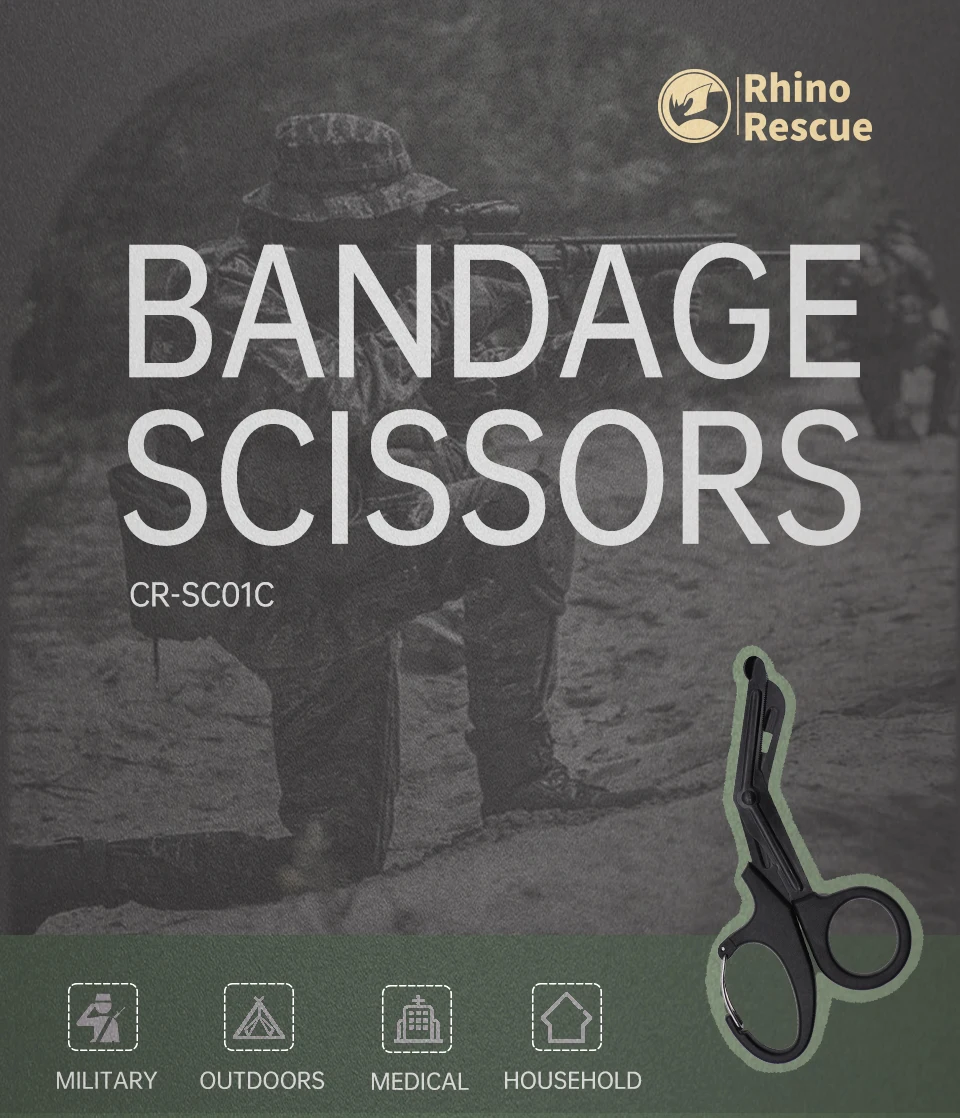 Rhino Rescue Emergency Medical Scissors Trauma Shears with Carabiner 19cm Bandage Shears With Bandage Scissors