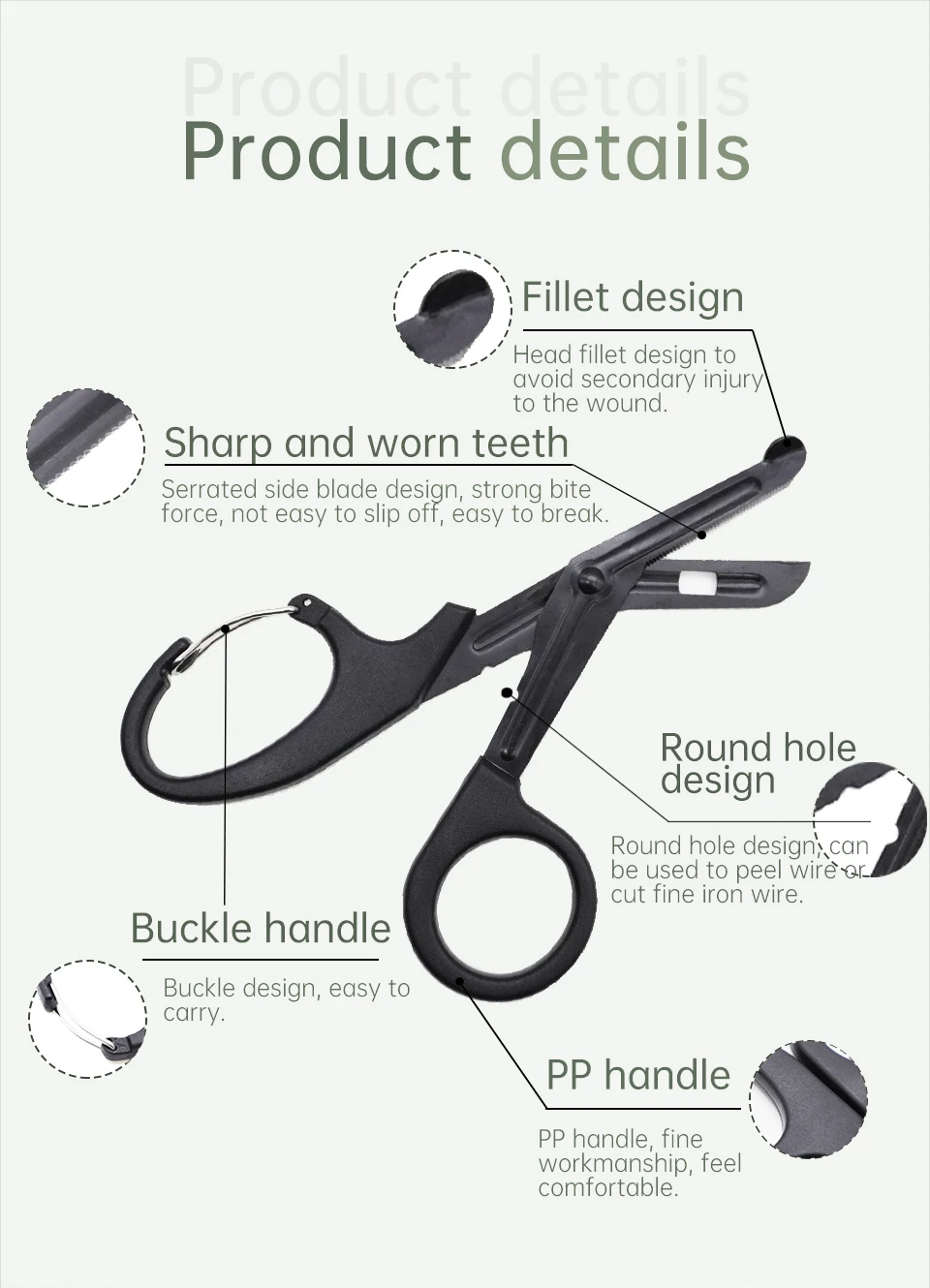 Rhino Rescue Emergency Medical Scissors Trauma Shears with Carabiner 19cm Bandage Shears With Bandage Scissors