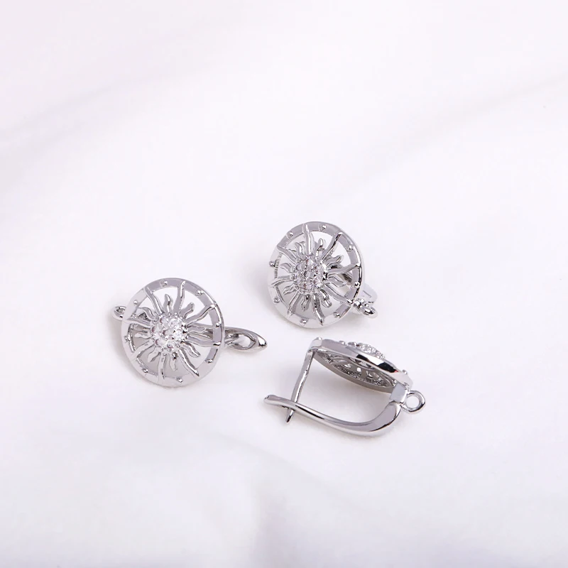Earring Making Supplies 18K Gold Plated Inlaid Zircon Earring Hooks With Open Jump Ring,DIY Jewelry Accessories Wholesale