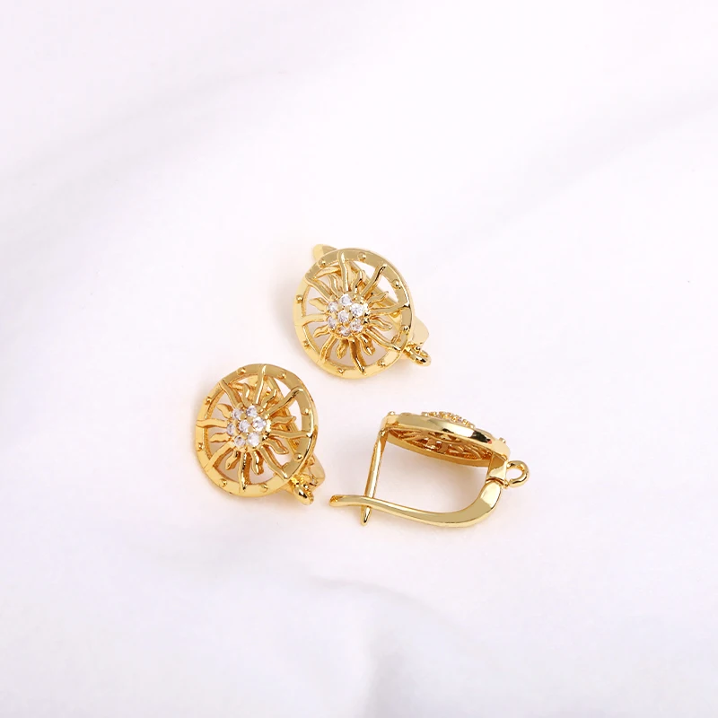 Earring Making Supplies 18K Gold Plated Inlaid Zircon Earring Hooks With Open Jump Ring,DIY Jewelry Accessories Wholesale