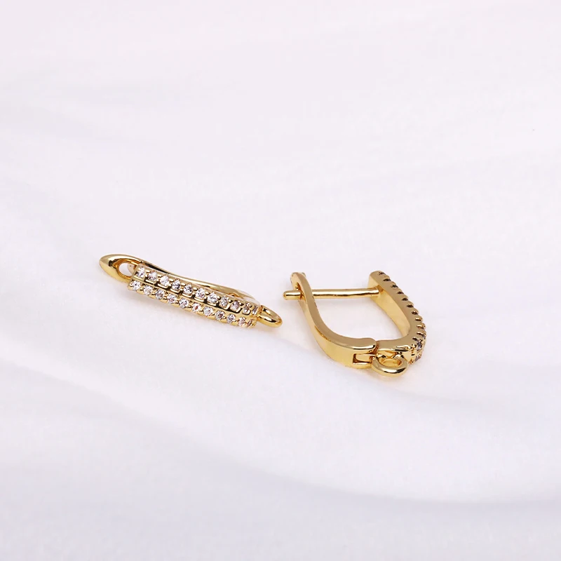 Earring Making Supplies 18K Gold Plated Inlaid Zircon Earring Hooks With Open Jump Ring,DIY Jewelry Accessories Wholesale