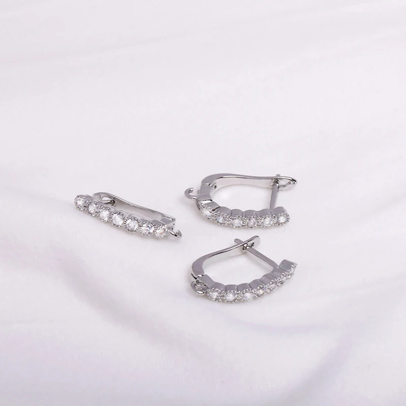 Earring Making Supplies 18K Gold Plated Inlaid Zircon Earring Hooks With Open Jump Ring,DIY Jewelry Accessories Wholesale