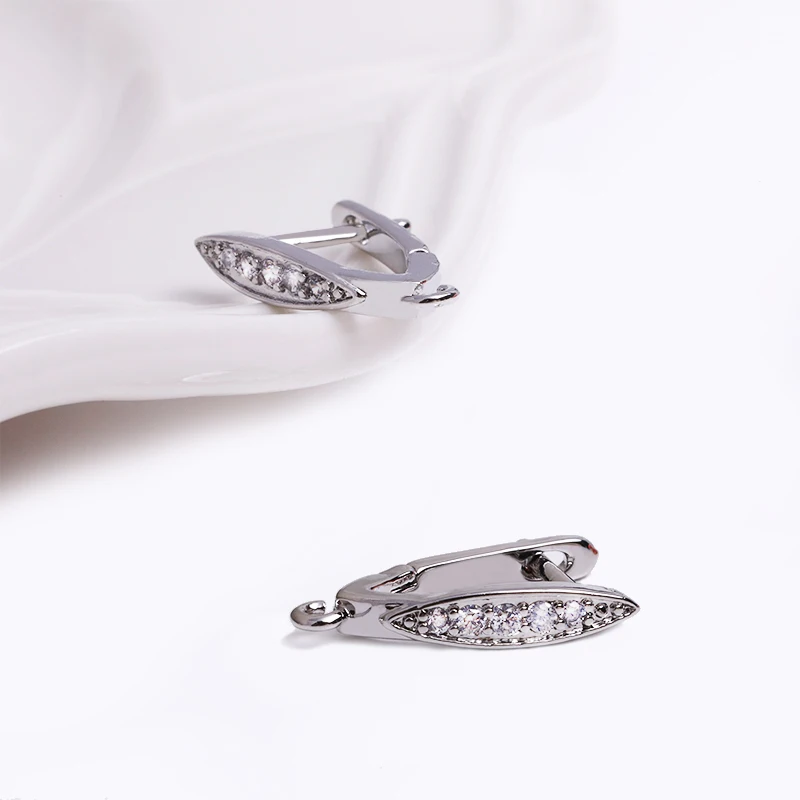 Earring Making Supplies 18K Gold Plated Inlaid Zircon Earring Hooks With Open Jump Ring,DIY Jewelry Accessories Wholesale