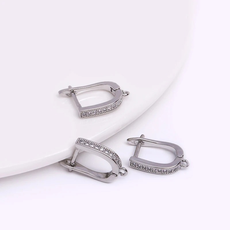Earring Making Supplies 18K Gold Plated Inlaid Zircon Earring Hooks With Open Jump Ring,DIY Jewelry Accessories Wholesale