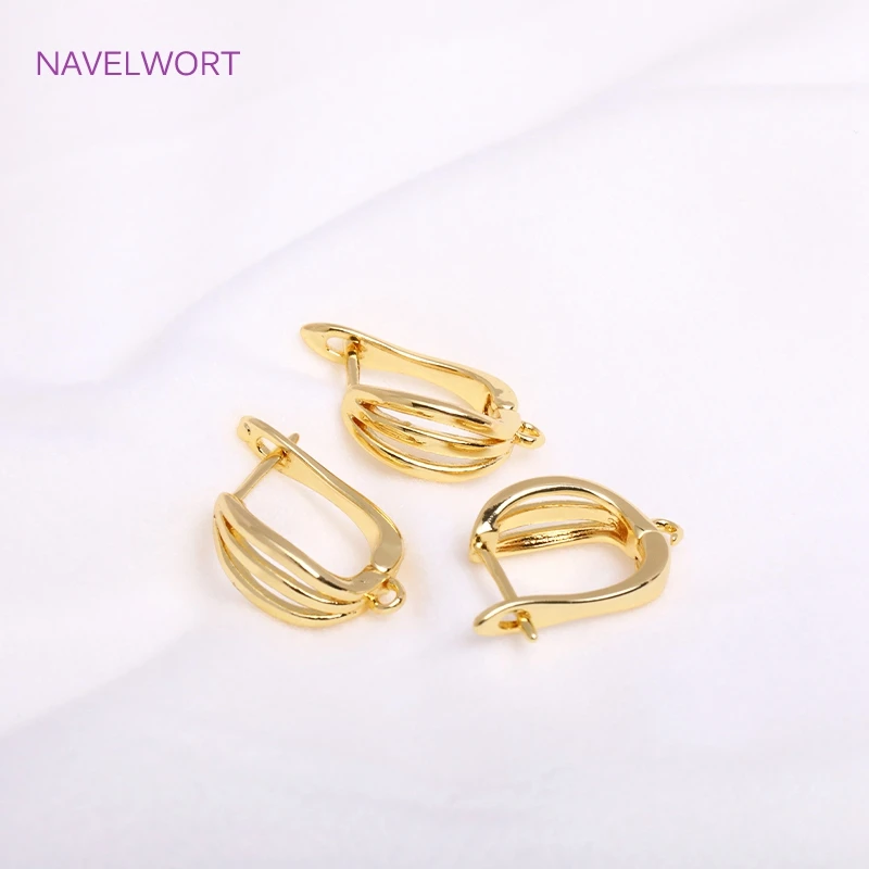 Trendy 18K Gold Plated Earring Clasps Gold Earrings Earwires Brass Earring Hook Findings DIY Jewelry Accessories Wholesale