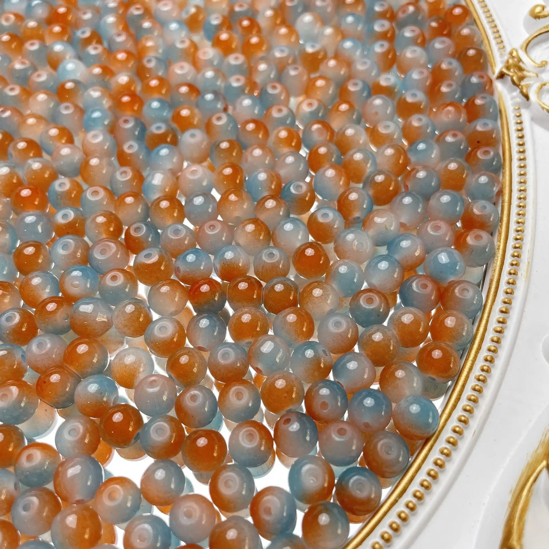 8mm Glass Beautiful Multicolor Beads Handmade Diy Bracelet Bracelet Jewelry Handmade Loose Beads Accessories Wholesale Material
