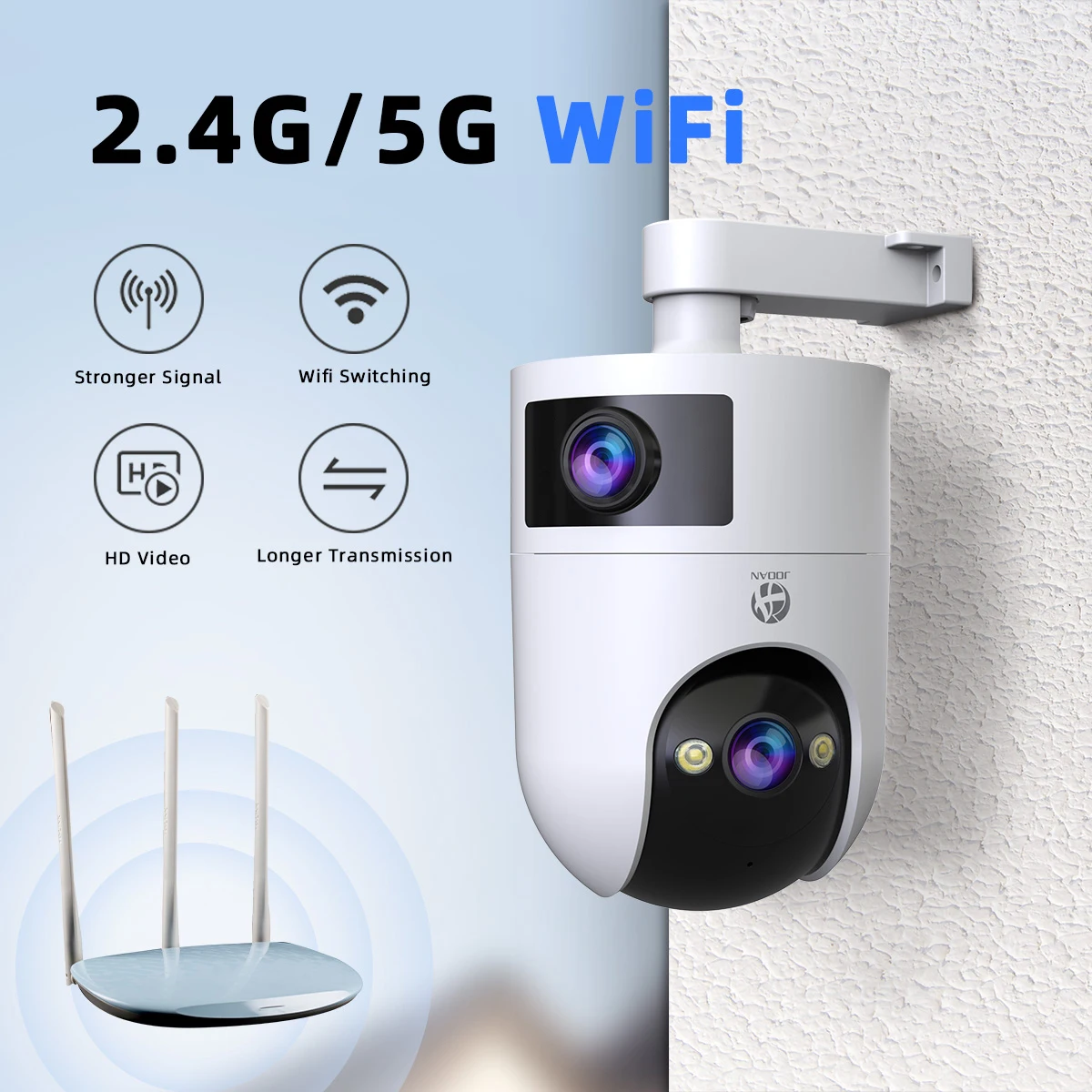 JOOAN 4K 8MP Wifi PTZ Camera Outdoor Dual Screen 5X Zoom Home Security IP Camera Color Night Vision CCTV Video Surveillance