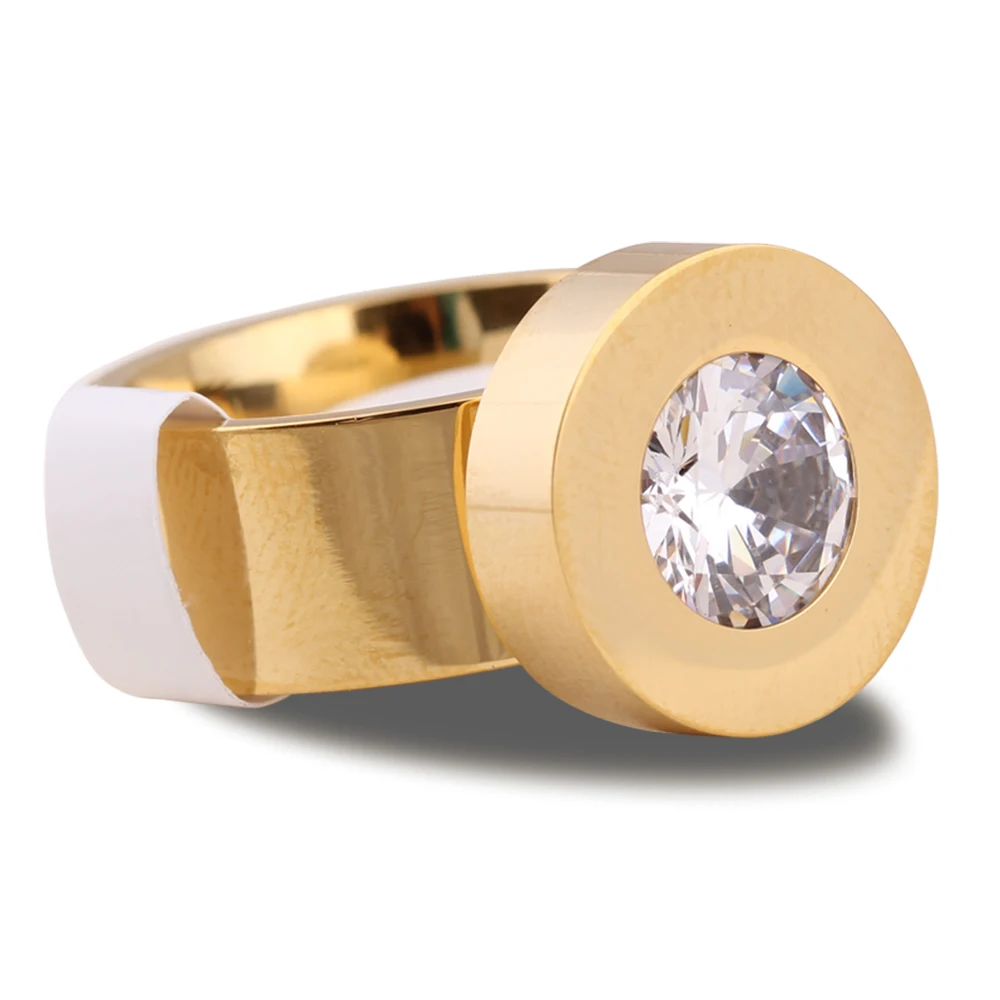 Gold Color Fashion DIY Brand Crystal Ring Four Color Zircon Swap Titanium Steel Rings for Women