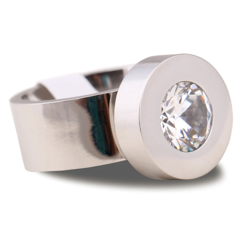 Gold Color Fashion DIY Brand Crystal Ring Four Color Zircon Swap Titanium Steel Rings for Women