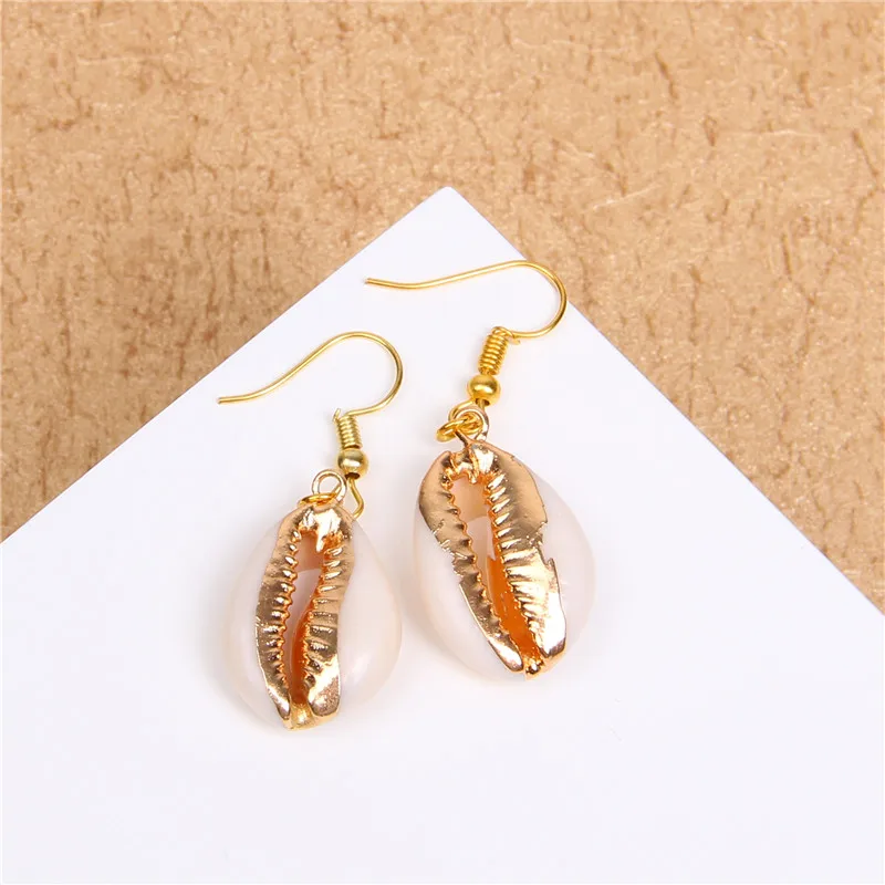 New In Natural Shell Sea Scallop Drop Earrings Boho Shell Drop Earrings for Women Femal Sea Beach Earrings Summer Jewelry Gifts