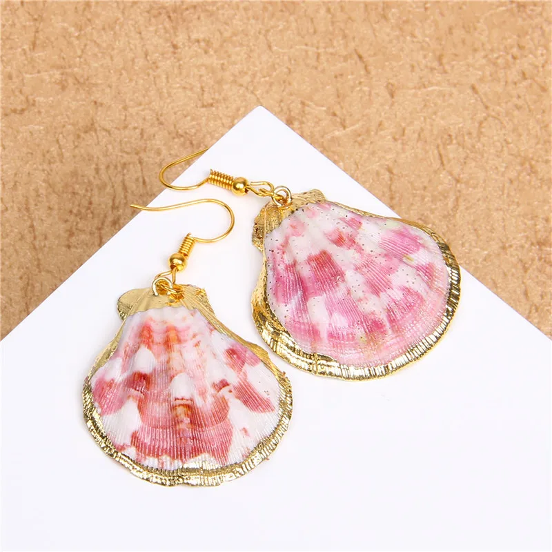New In Natural Shell Sea Scallop Drop Earrings Boho Shell Drop Earrings for Women Femal Sea Beach Earrings Summer Jewelry Gifts