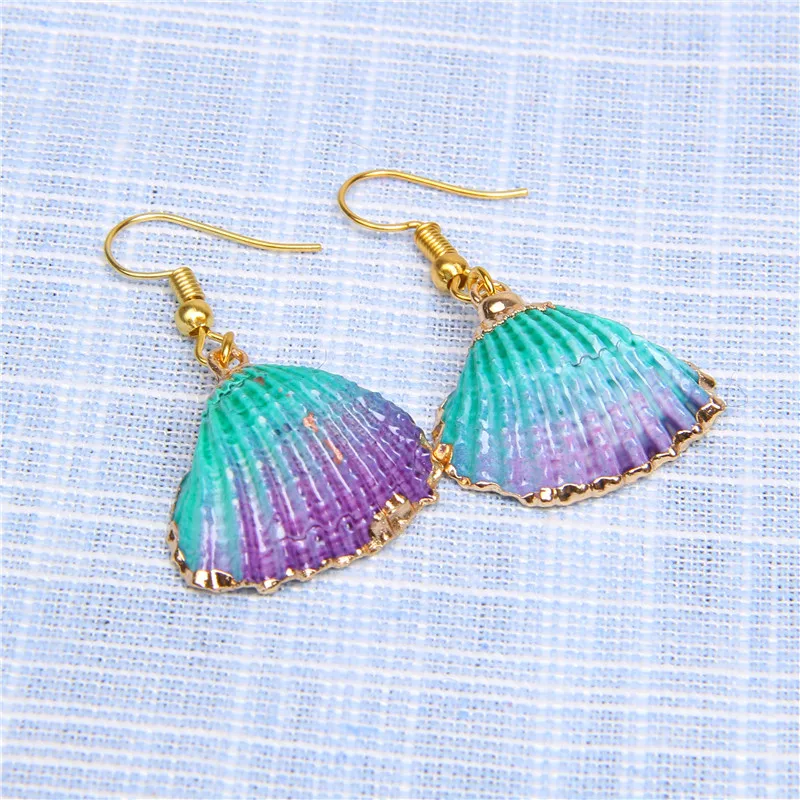 New In Natural Shell Sea Scallop Drop Earrings Boho Shell Drop Earrings for Women Femal Sea Beach Earrings Summer Jewelry Gifts