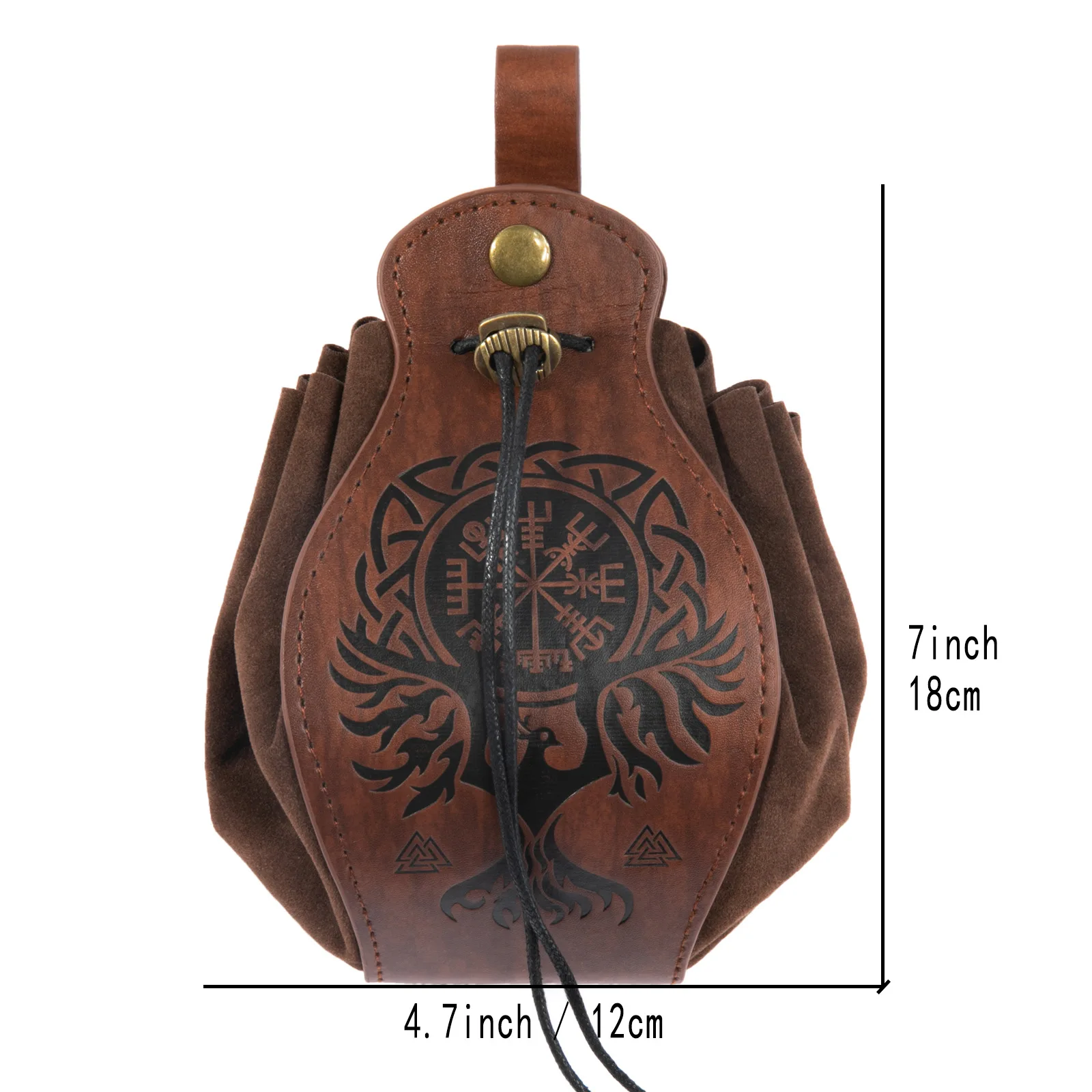 Medieval Viking Money Pouch Bag Cosplay Hangable Belt Waist Bag Unisex Leather Drawstring Bag Coin Purse Party Accessories Prop
