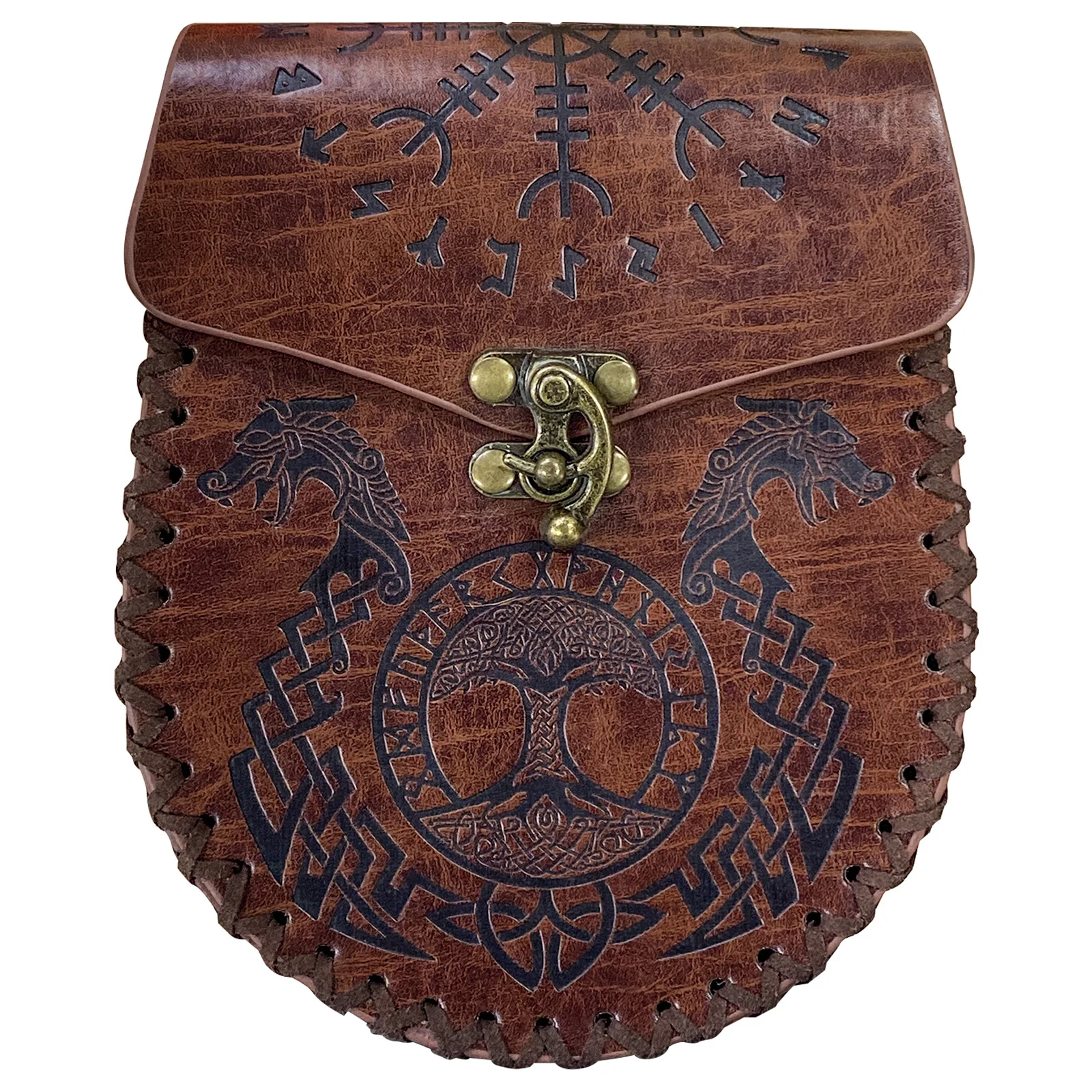 Medieval Viking Money Pouch Bag Cosplay Hangable Belt Waist Bag Unisex Leather Drawstring Bag Coin Purse Party Accessories Prop