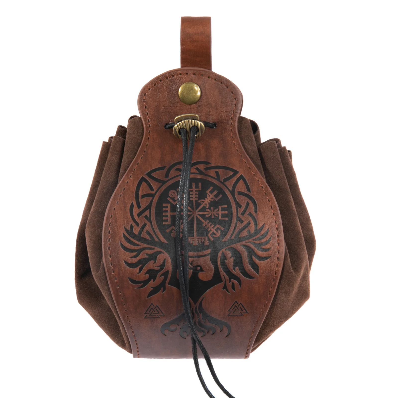 Medieval Viking Money Pouch Bag Cosplay Hangable Belt Waist Bag Unisex Leather Drawstring Bag Coin Purse Party Accessories Prop