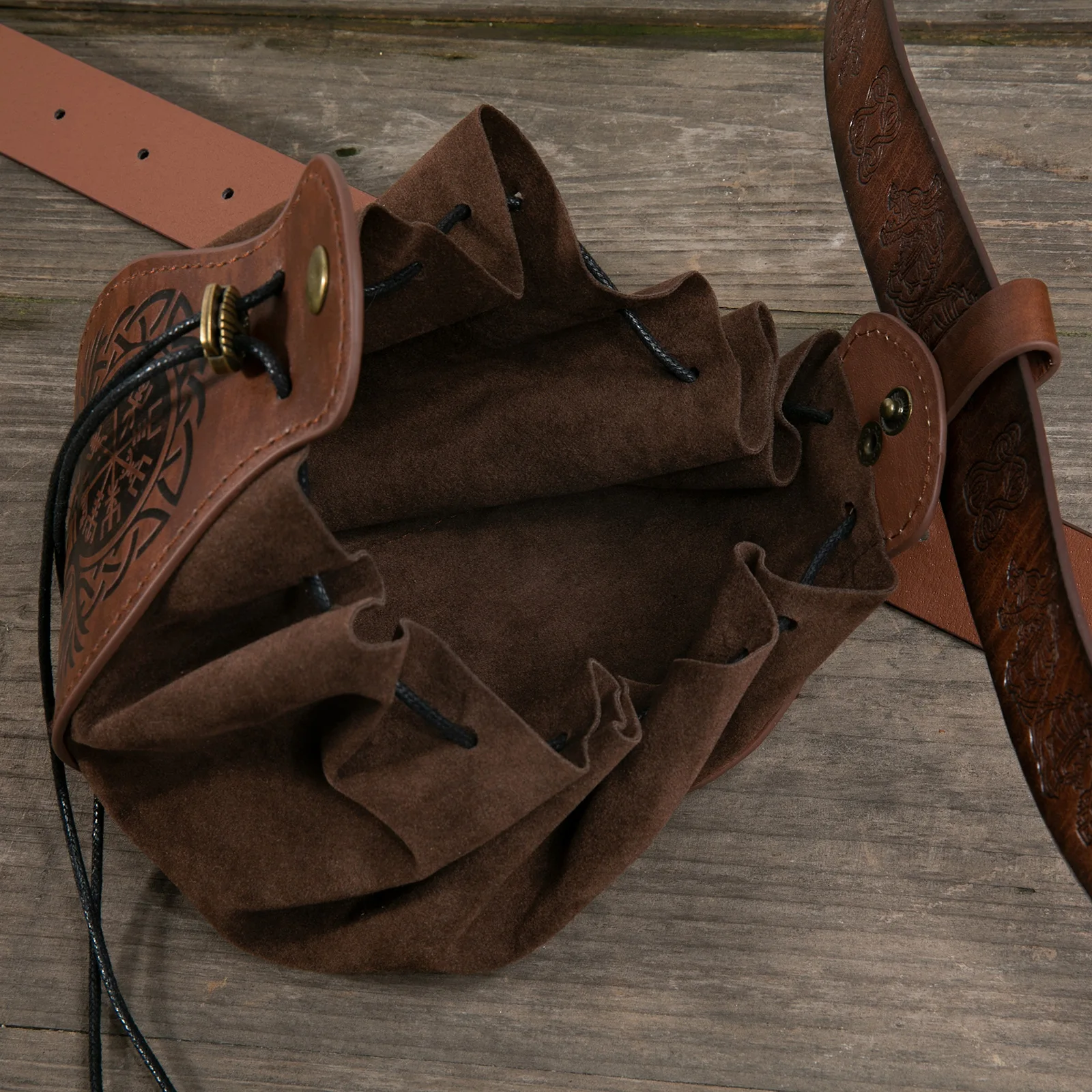 Medieval Viking Money Pouch Bag Cosplay Hangable Belt Waist Bag Unisex Leather Drawstring Bag Coin Purse Party Accessories Prop