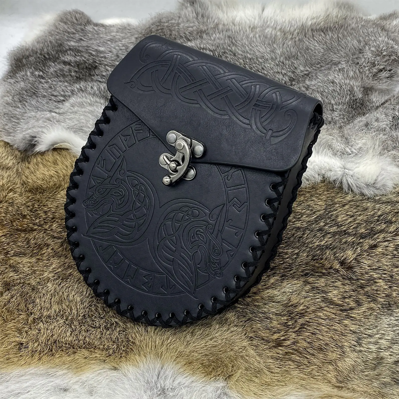 Medieval Viking Money Pouch Bag Cosplay Hangable Belt Waist Bag Unisex Leather Drawstring Bag Coin Purse Party Accessories Prop