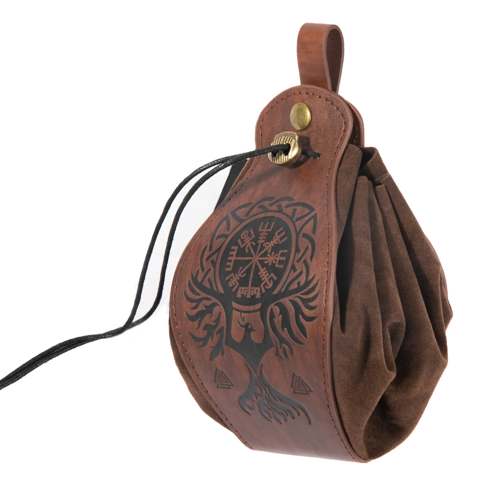 Medieval Viking Money Pouch Bag Cosplay Hangable Belt Waist Bag Unisex Leather Drawstring Bag Coin Purse Party Accessories Prop