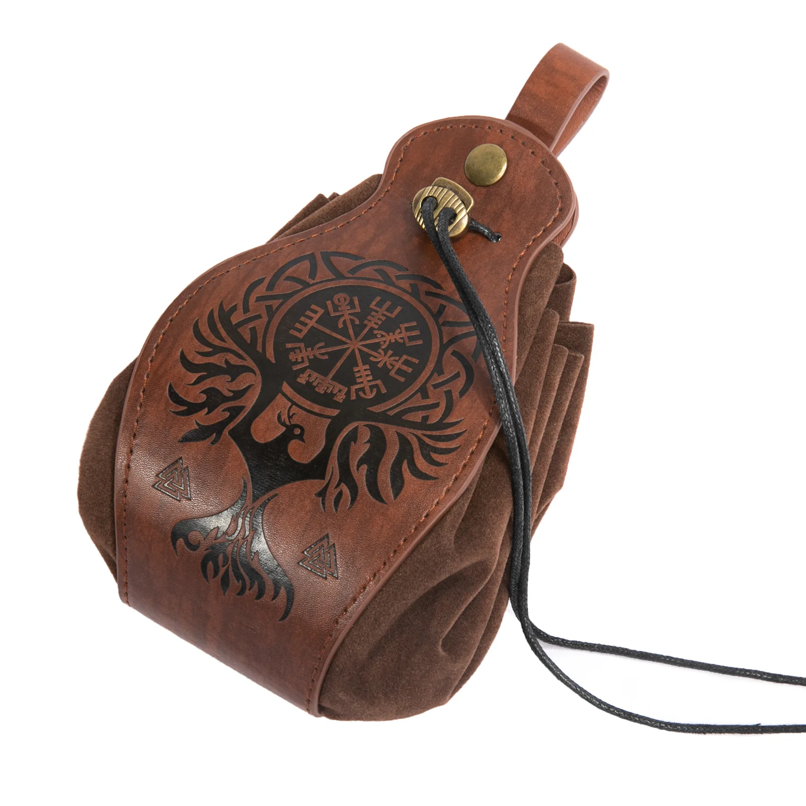 Medieval Viking Money Pouch Bag Cosplay Hangable Belt Waist Bag Unisex Leather Drawstring Bag Coin Purse Party Accessories Prop