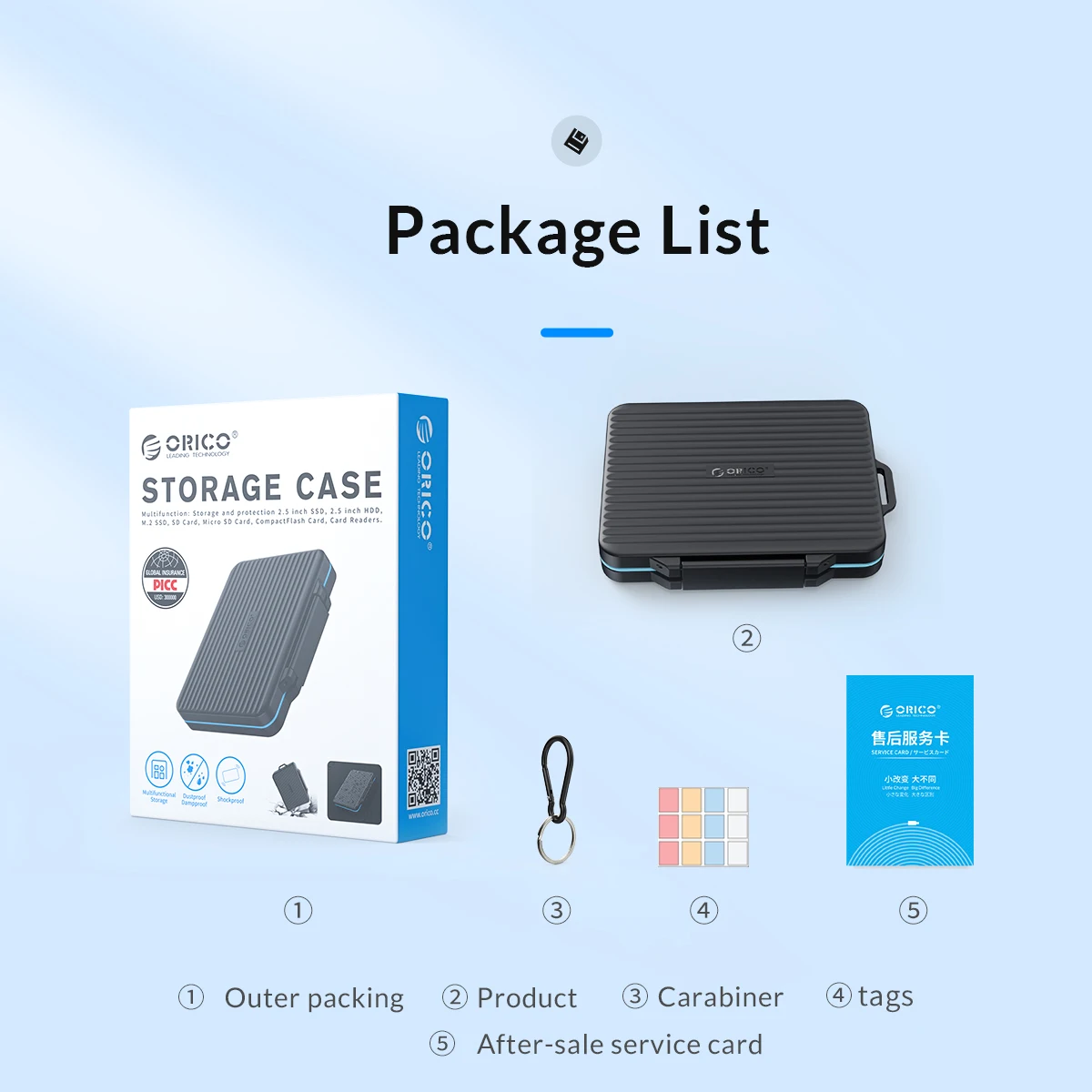 ORICO SD Memory Card Storage Case Micro SD Card Storage Holder Case Waterproof Soft Lining for HDD/CF/SD Card Holder Organizer