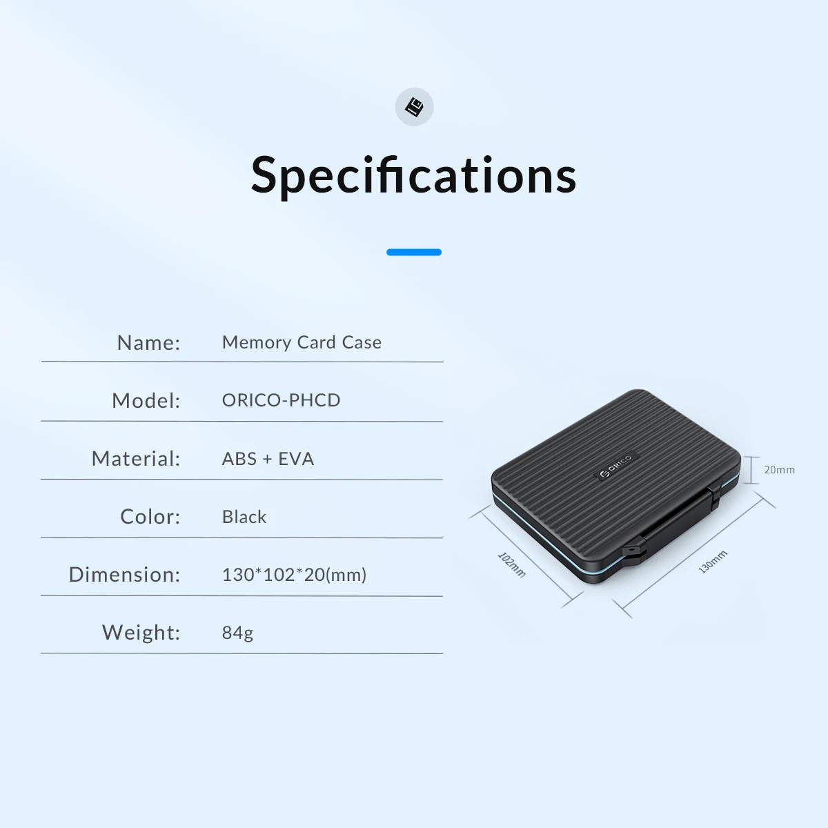 ORICO SD Memory Card Storage Case Micro SD Card Storage Holder Case Waterproof Soft Lining for HDD/CF/SD Card Holder Organizer