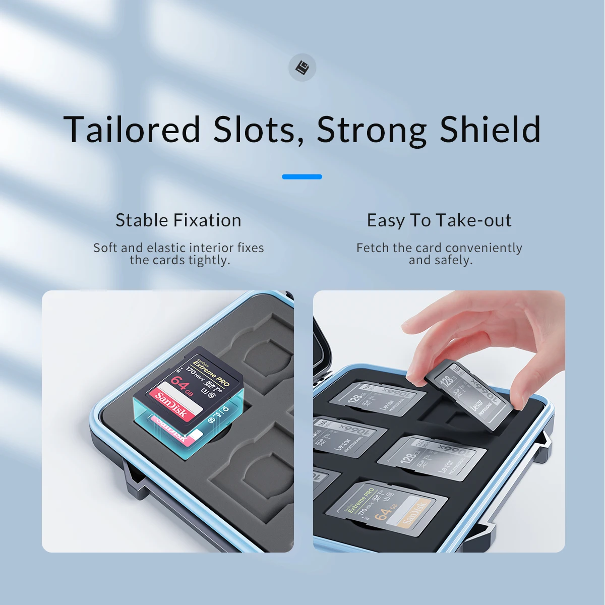 ORICO SD Memory Card Storage Case Micro SD Card Storage Holder Case Waterproof Soft Lining for HDD/CF/SD Card Holder Organizer