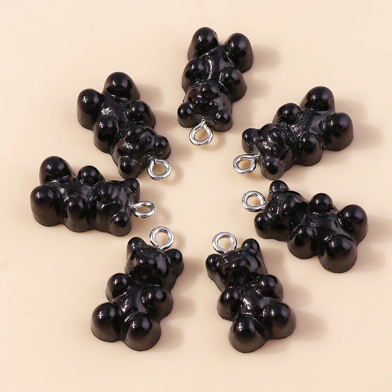 30colors 10pcs 22X11mm Candy Color Gummy Mini Bear Charms for Making Cute Earrings Pendant Necklace DIY Creative Jewelry Finding