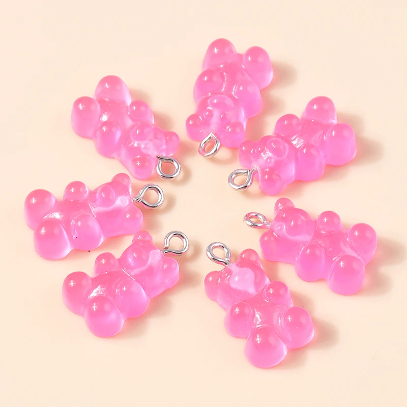 30colors 10pcs 22X11mm Candy Color Gummy Mini Bear Charms for Making Cute Earrings Pendant Necklace DIY Creative Jewelry Finding
