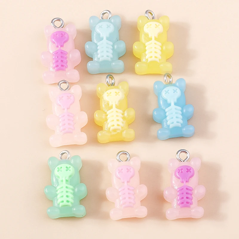 30colors 10pcs 22X11mm Candy Color Gummy Mini Bear Charms for Making Cute Earrings Pendant Necklace DIY Creative Jewelry Finding