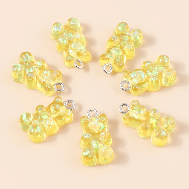 30colors 10pcs 22X11mm Candy Color Gummy Mini Bear Charms for Making Cute Earrings Pendant Necklace DIY Creative Jewelry Finding