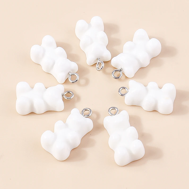 30colors 10pcs 22X11mm Candy Color Gummy Mini Bear Charms for Making Cute Earrings Pendant Necklace DIY Creative Jewelry Finding