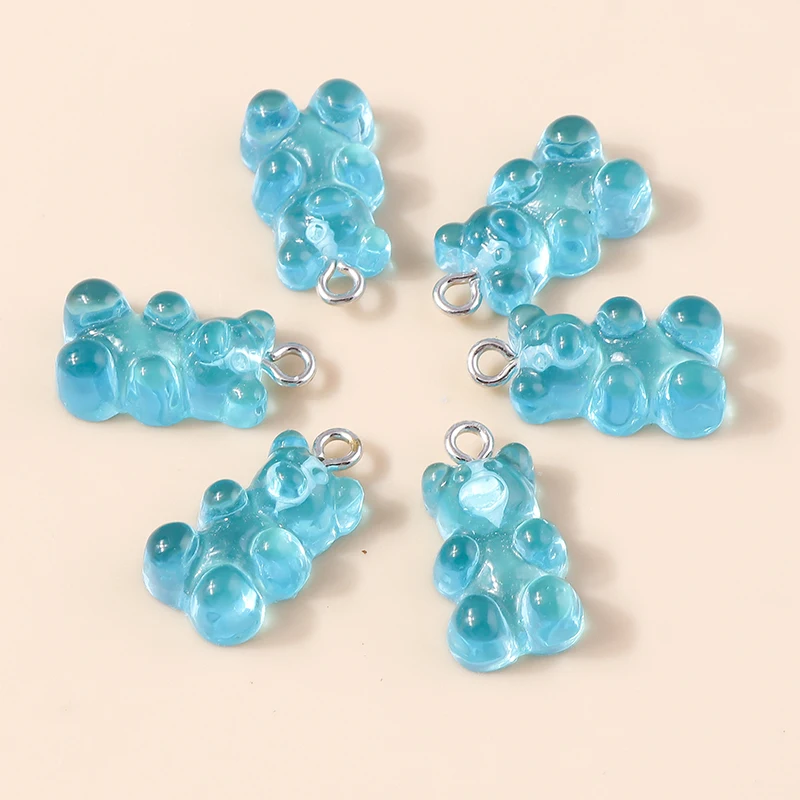 30colors 10pcs 22X11mm Candy Color Gummy Mini Bear Charms for Making Cute Earrings Pendant Necklace DIY Creative Jewelry Finding