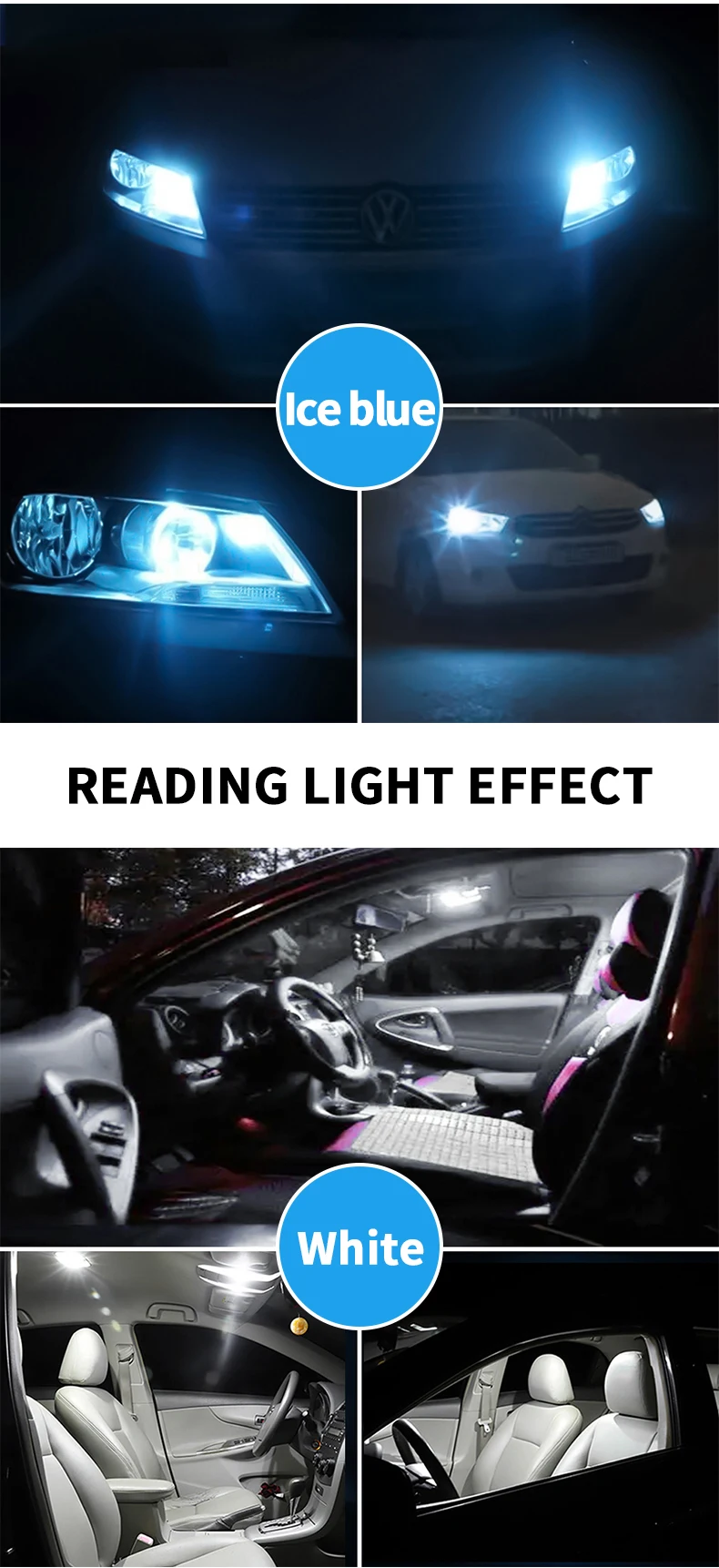 ASLENT 10x W5W T10 Led Bulbs Canbus 4014 26SMD 6000K 168 194 Led 5w5 Car Interior Dome Reading License Plate Light Signal Lamp