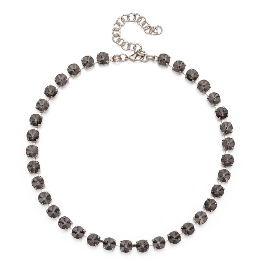 8mm Crystal Colorful Claw Setting Necklace For Women Winter Sweater Choker Accessory Diiamond Jewelry
