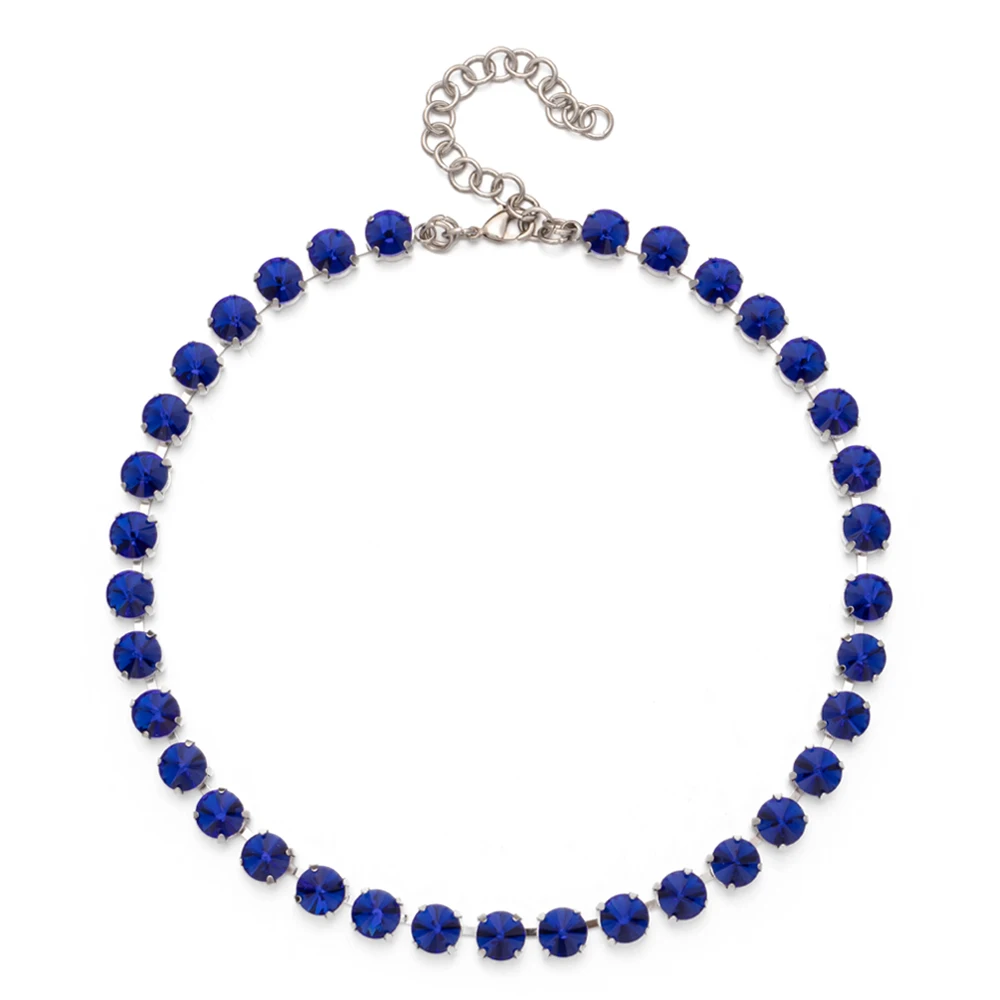 8mm Crystal Colorful Claw Setting Necklace For Women Winter Sweater Choker Accessory Diiamond Jewelry